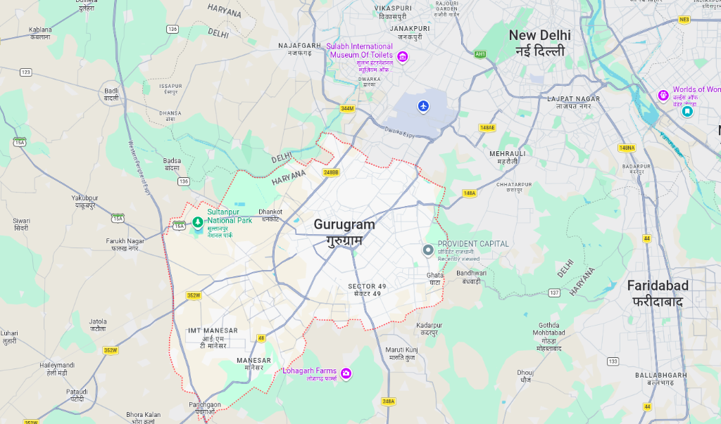 Map of prime real estate investment corridors in Gurgaon NCR